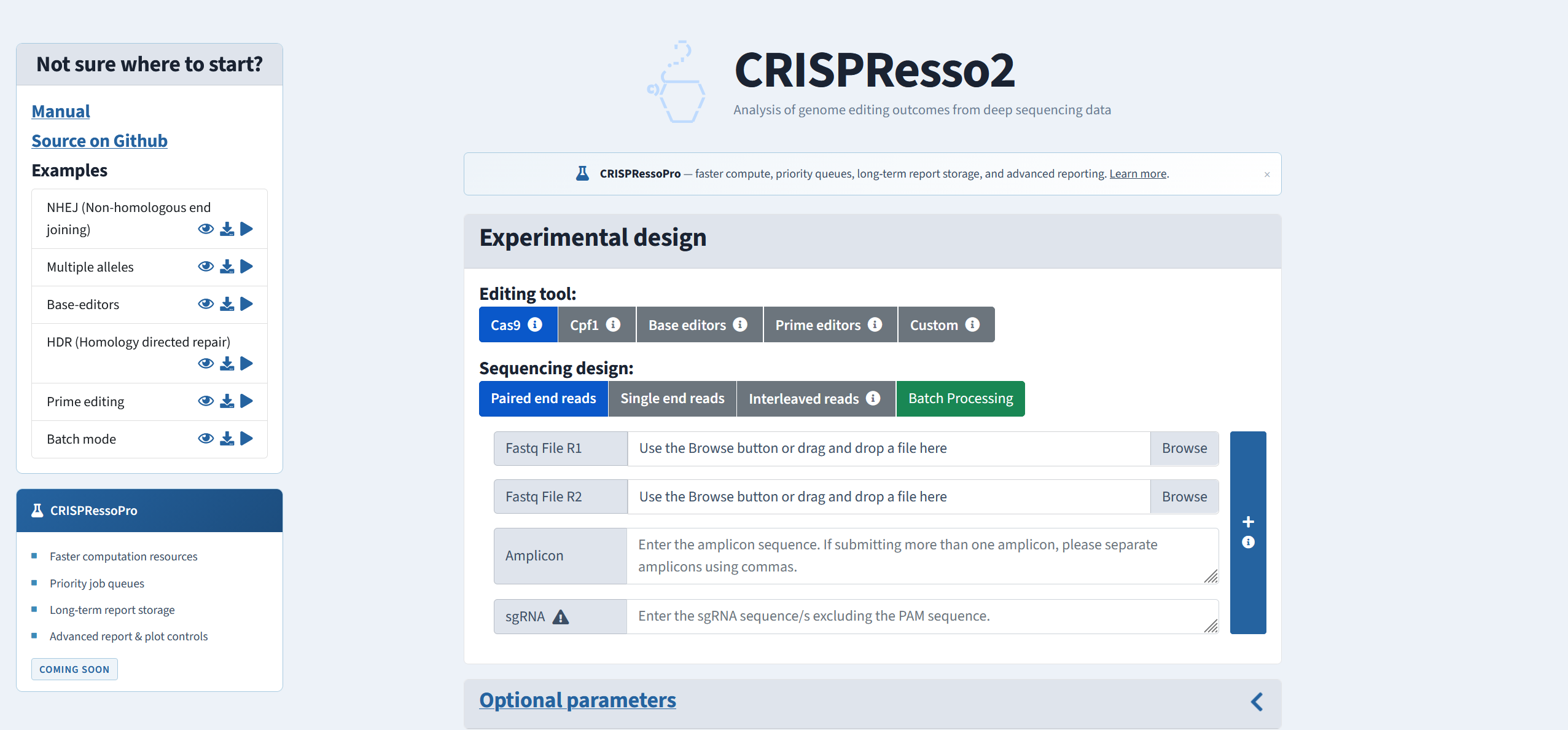 CRISPResso web platform